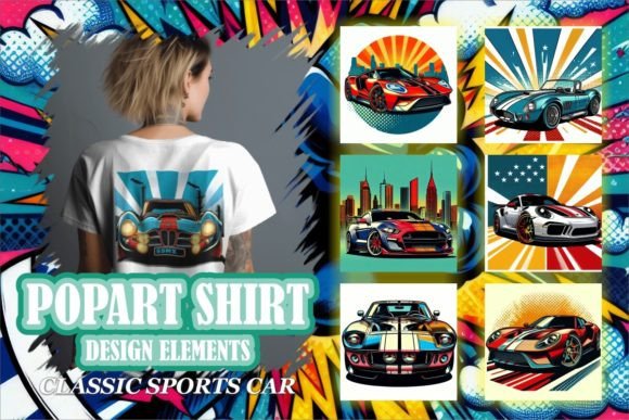 Download PopArt Sports Car Shirt Design Elements - Shirt Collection