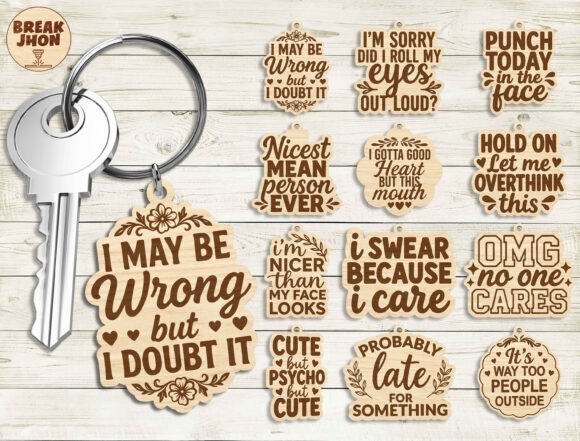 Download Funny Quote Keychain SVG Bundle - Quote Collection