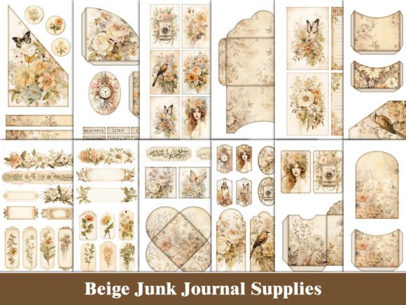 Download Boho Junk Journal Kit Beige Scrapbook - Scrapbook Collection