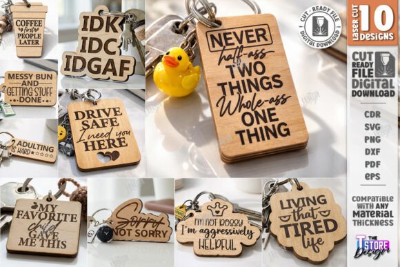 Download Sarcastic Quotes Keychain Laser Cut Set - Quote Collection