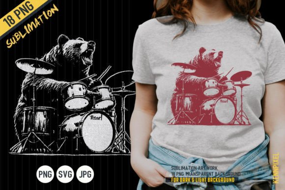 Download Bear Playing Drums Rock Shirt SVG - Shirt Collection