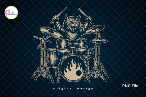 Download Funny Cat Playing Drums Drummer Tshirt - Shirt Collection