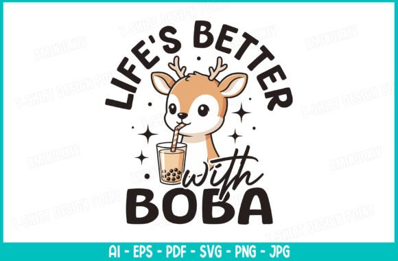Download Cute Deer T-shirt Design | Boba Tea - Shirt Collection
