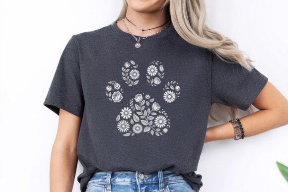 Download Floral Dog Paw Shirt Svg Png - Shirt Collection