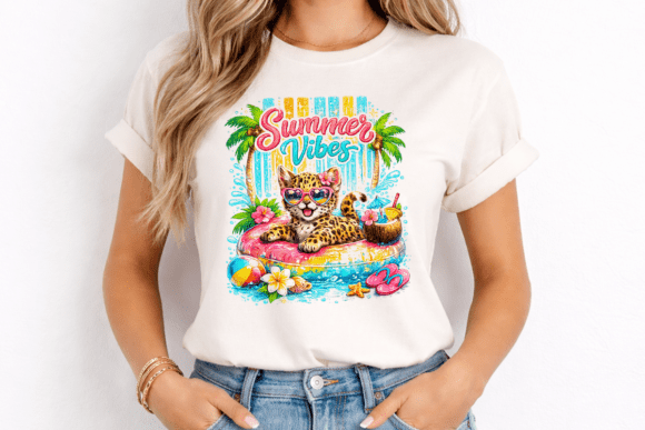 Download Summer Vibes Leopard Cat Shirt PNG - Shirt Collection
