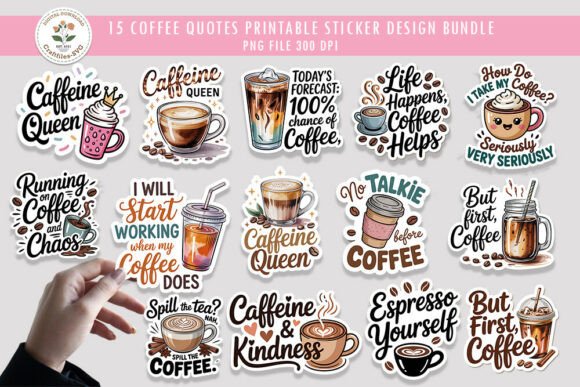 Download Coffee Quotes Printable Sticker Bundle - Quote Collection